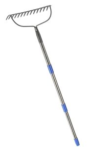 Rastrillo de metal para jardinería con 14 dientes espacesped